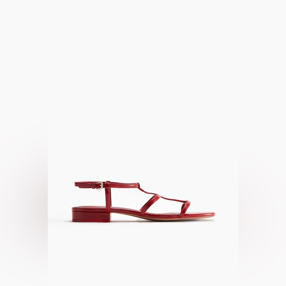 H&M Red Strappy Low Heel Sandals